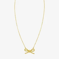 Gold Addiction Unisex Adult 14K Gold Bow 17 Inch Pendant Necklace