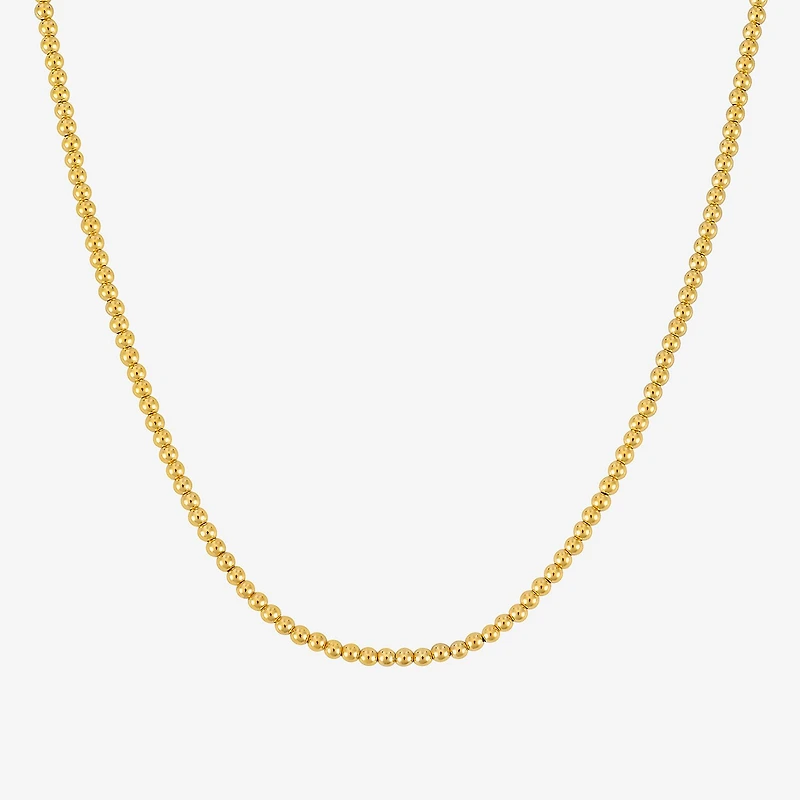 Unisex Adult 14K Gold 18 Inch Bead Chain Necklace