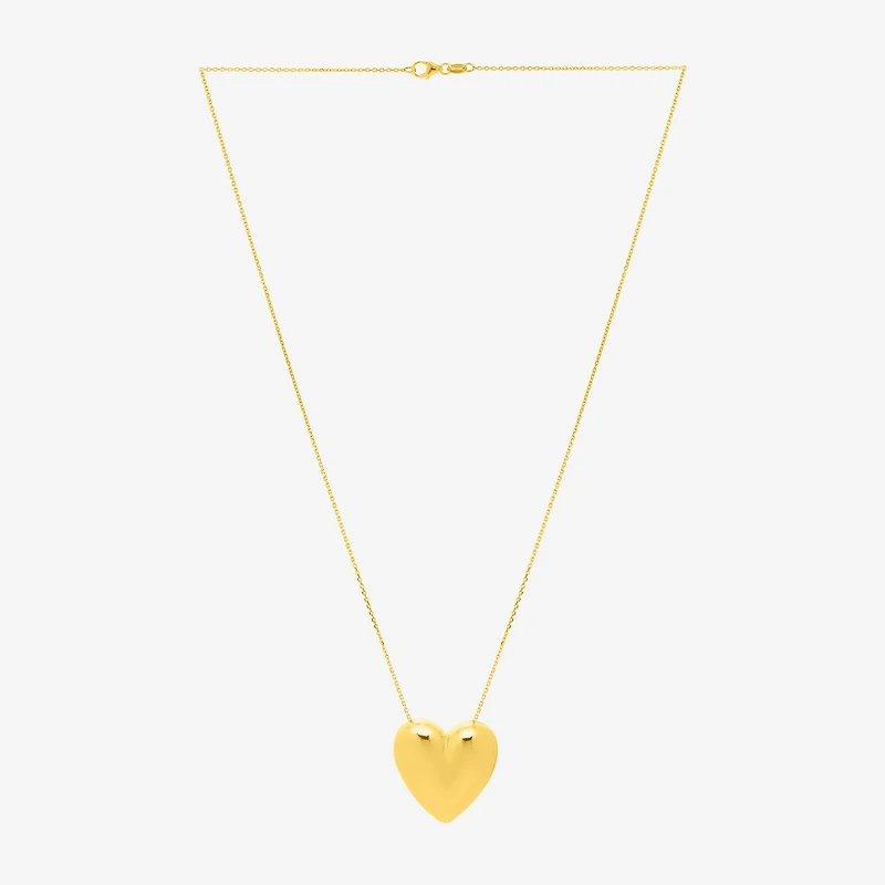 Unisex Adult 14K Gold Heart 18 Inch Pendant Necklace
