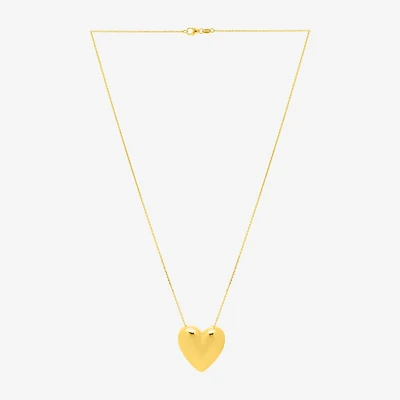 Unisex Adult 14K Gold Heart 18 Inch Pendant Necklace