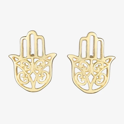 14K Gold 8mm Hamsa Stud Earrings