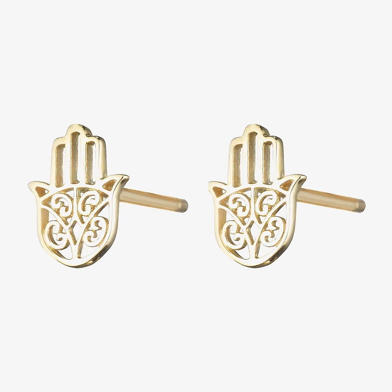 14K Gold 8mm Hamsa Stud Earrings