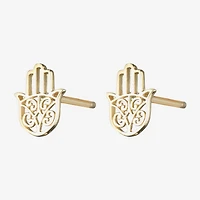 14K Gold 8mm Hamsa Stud Earrings
