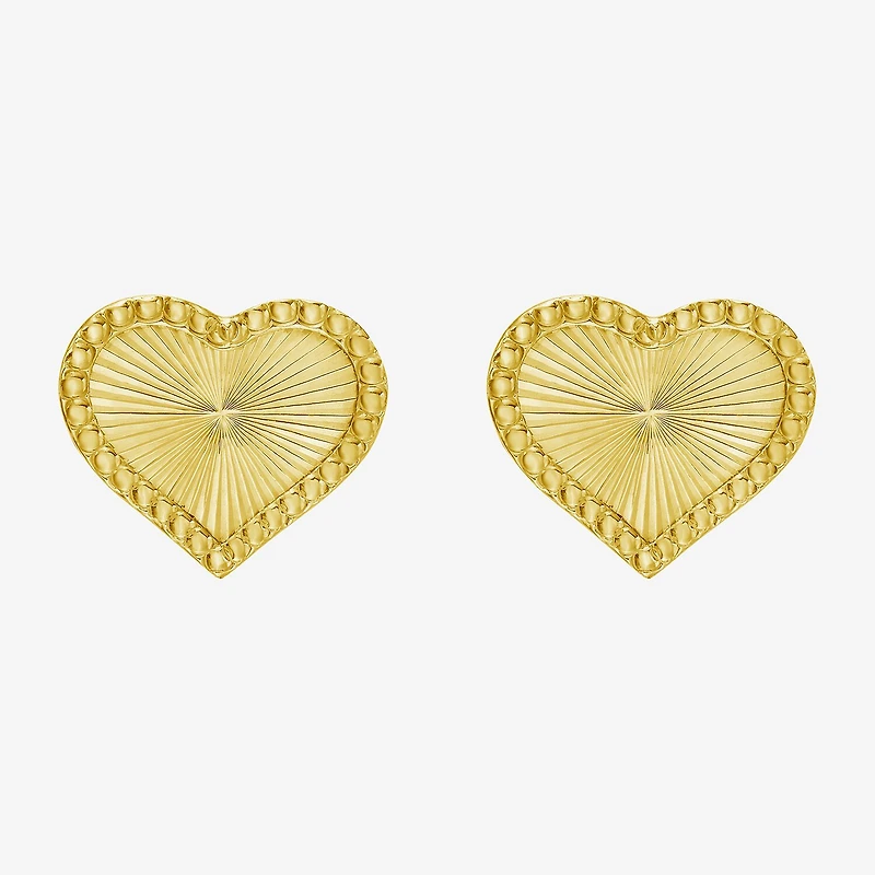 14K Gold 10.5mm Heart Stud Earrings