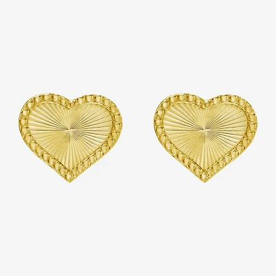 14K Gold 10.5mm Heart Stud Earrings