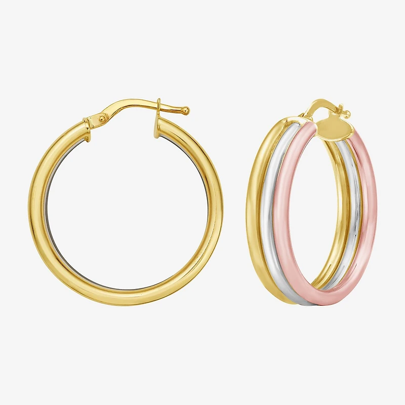 Womens 14K Gold 27mm Hoop Earrings