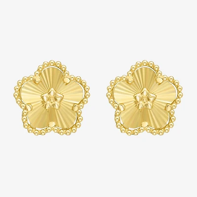 14K Gold 10.6mm Flower Stud Earrings