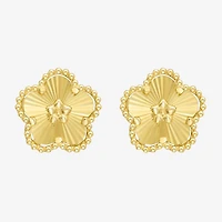 14K Gold 10.6mm Flower Stud Earrings