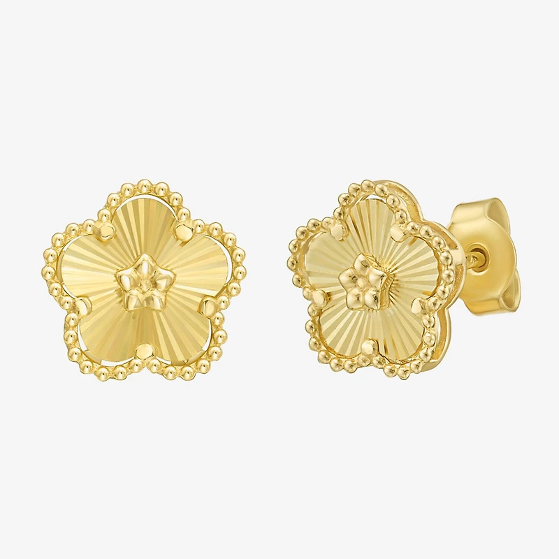 14K Gold 10.6mm Flower Stud Earrings