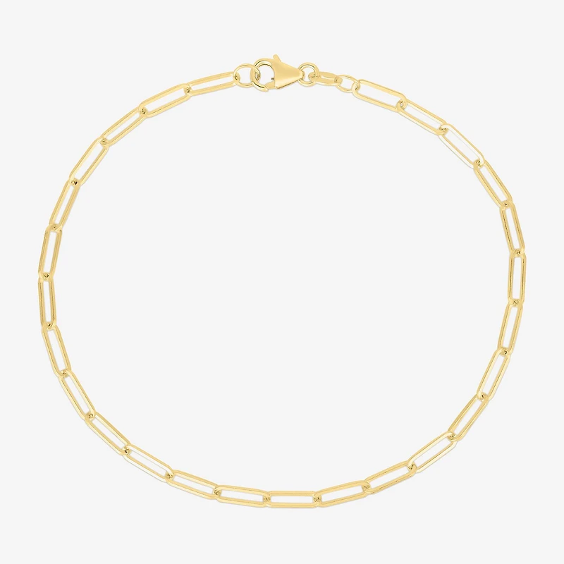Womens 14K Gold 10 Inch Paperclip Ankle Bracelet