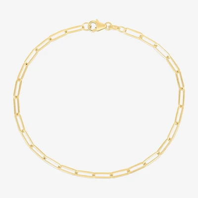 Womens 14K Gold 10 Inch Paperclip Ankle Bracelet