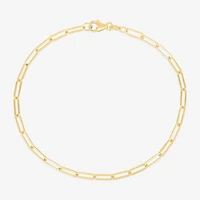 Womens 14K Gold 10 Inch Paperclip Ankle Bracelet