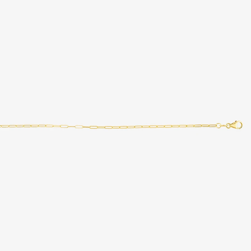 Womens 14K Gold 10 Inch Paperclip Ankle Bracelet