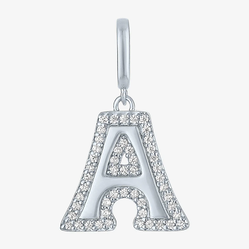 Charmed by Diamond Addiction Initial (G-H / Si2-I1) Womens 1/7 CT. T.W. Lab Grown White Sterling Silver Pendant