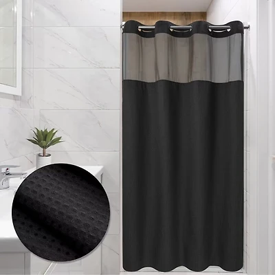 Awesome Home™ No Hook Waffle Snap-In Liner Shower Curtain