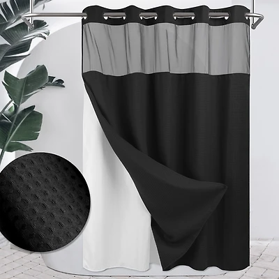 Awesome Home™ No Hook Waffle Snap-In Liner Shower Curtain
