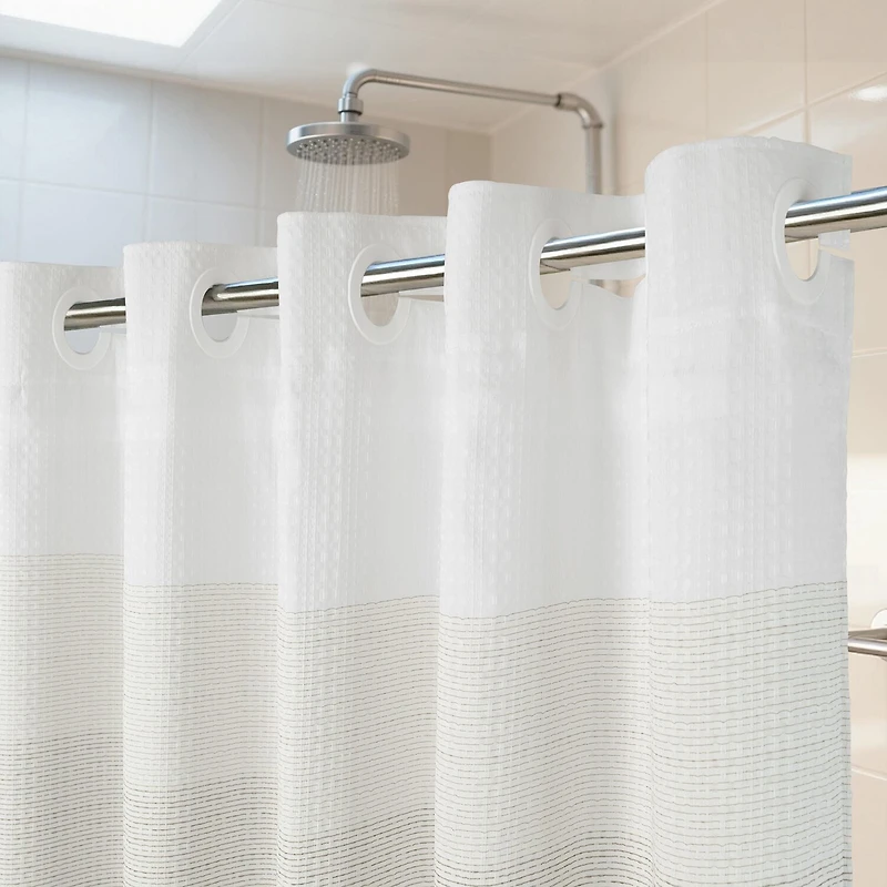 Awesome Home™ No Hook Ombre Waffle Snap-In Liner Shower Curtain
