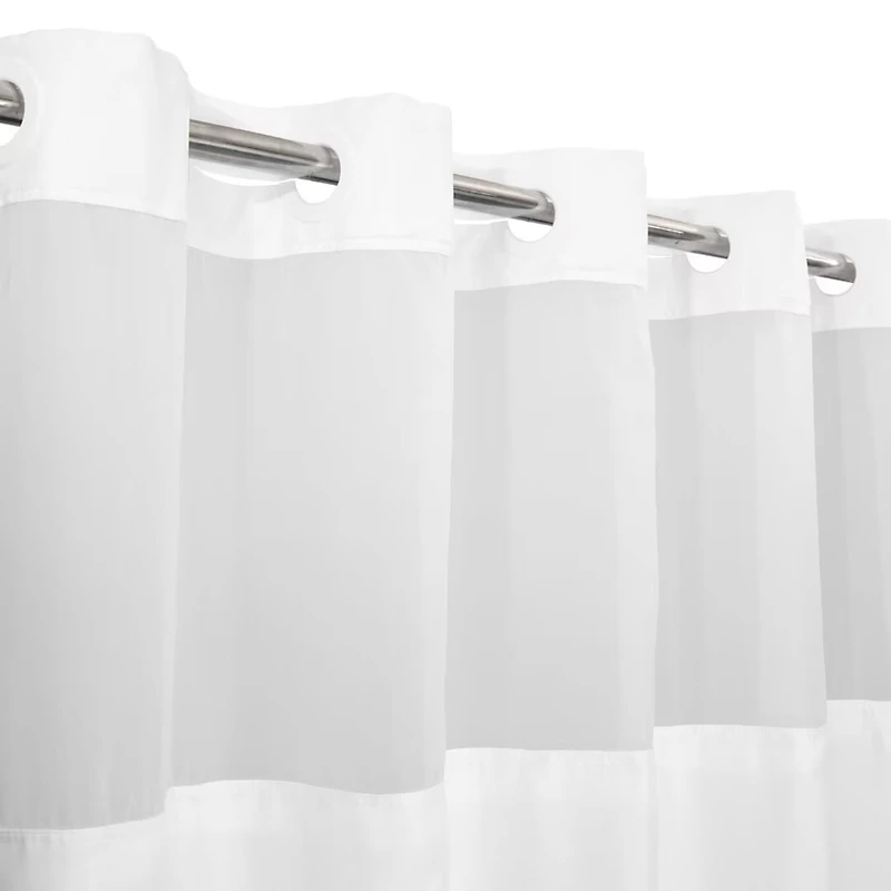 Awesome Home™ No Hook Slub Linen Texture Peva Snap-In Liner Shower Curtain