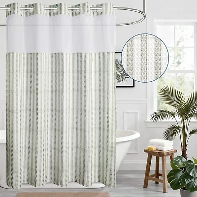 Awesome Home™ No Hook Plaid Waffle Snap-In Liner Shower Curtain