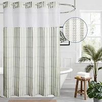 Awesome Home™ No Hook Plaid Waffle Snap-In Liner Shower Curtain