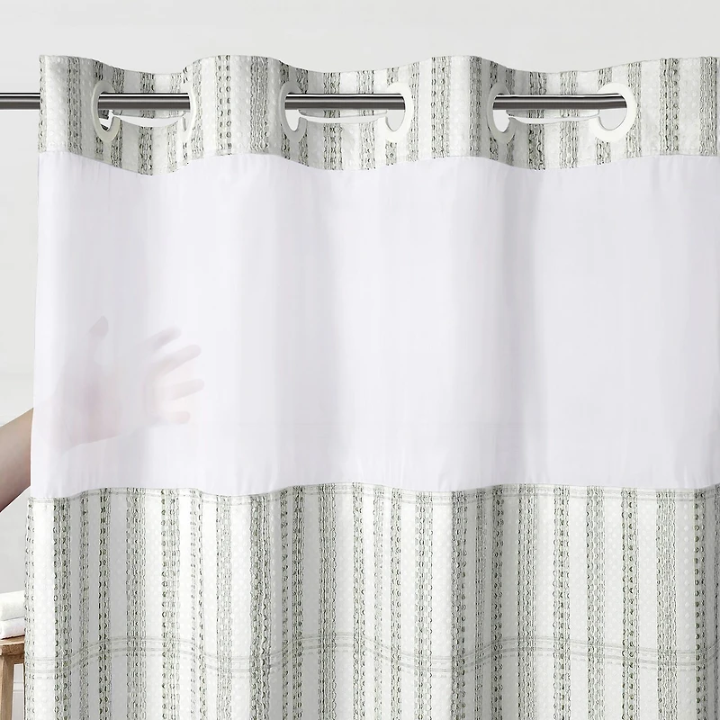 Awesome Home™ No Hook Plaid Waffle Snap-In Liner Shower Curtain