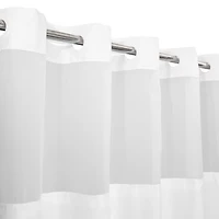 Awesome Home™ No Hook Slub Linen Texture Peva Snap-In Liner Shower Curtain