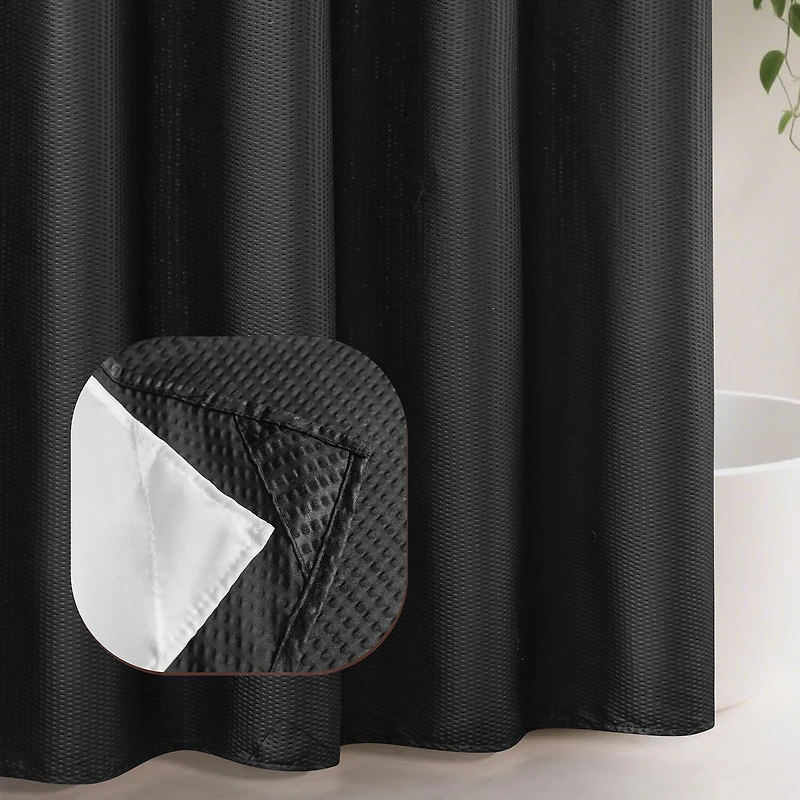 Awesome Home™ No Hook Embossed Snap-In Liner Shower Curtain