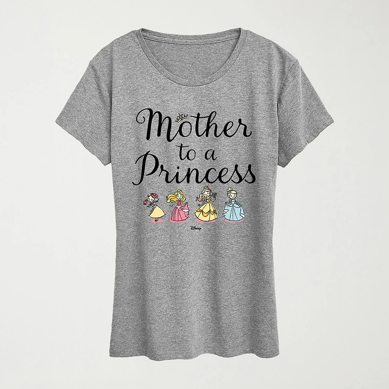 Womens Crew Neck Short Sleeve Regular Fit Princess Graphic T-Shirt