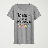 Womens Crew Neck Short Sleeve Regular Fit Princess Graphic T-Shirt