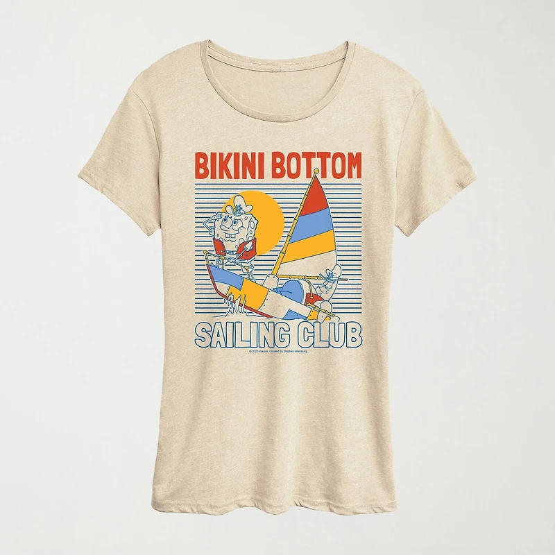 Womens Crew Neck Short Sleeve Regular Fit Spongebob Graphic T-Shirt