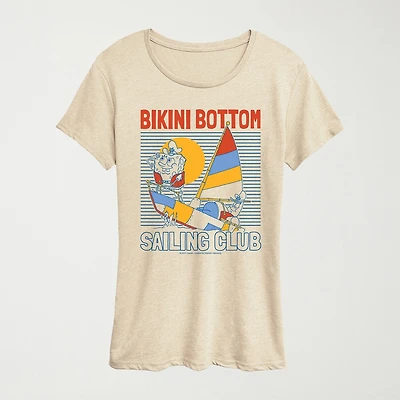 Womens Crew Neck Short Sleeve Regular Fit Spongebob Graphic T-Shirt