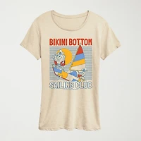 Womens Crew Neck Short Sleeve Regular Fit Spongebob Graphic T-Shirt