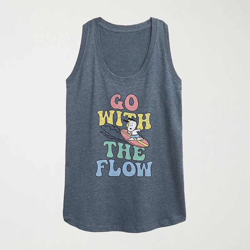 Womens Crew Neck Sleeveless Peanuts Snoopy Tank Top