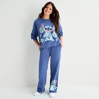 Stitch Sweatpant Womens Juniors Wide Leg Mid Rise Fleece