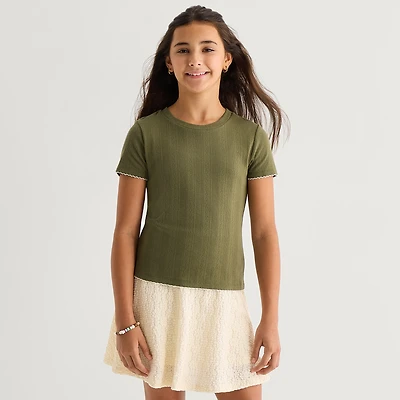 Thereabouts Little & Big Kid Girls Crew Neck Short Sleeve T-Shirt