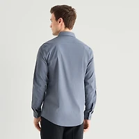 J. Ferrar Ultra Comfort Moiré Pattern Mens Long Sleeve Regular Fit Stretch Fabric Wrinkle Free Button-Down Shirt