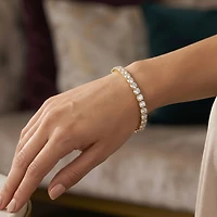 (F / Si2) Womens 12 Ct.T.W. Lab Grown White Diamond 10K Gold Round 7.25 Inch Tennis Bracelet