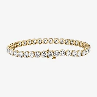 (F / Si2) Womens 12 Ct.T.W. Lab Grown White Diamond 10K Gold Round 7.25 Inch Tennis Bracelet