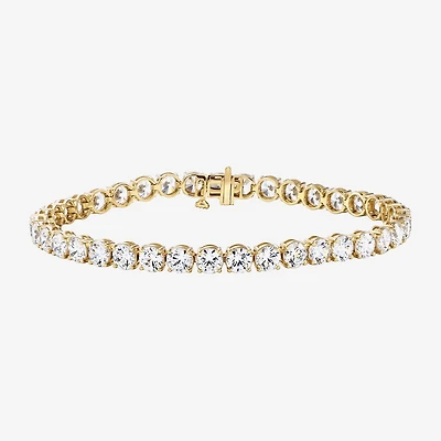 (F / Si2) Womens 12 Ct.T.W. Lab Grown White Diamond 10K Gold Round 7.25 Inch Tennis Bracelet