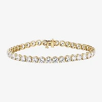 (F / Si2) Womens 12 Ct.T.W. Lab Grown White Diamond 10K Gold Round 7.25 Inch Tennis Bracelet