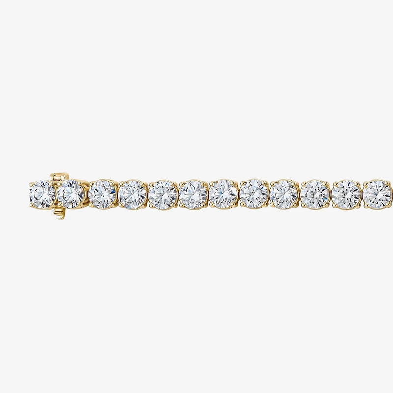 (F / Si2) Womens 12 Ct.T.W. Lab Grown White Diamond 10K Gold Round 7.25 Inch Tennis Bracelet