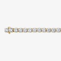 (F / Si2) Womens 12 Ct.T.W. Lab Grown White Diamond 10K Gold Round 7.25 Inch Tennis Bracelet