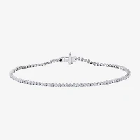 (F / Si2) Womens 1 CT. T.W. Lab Grown White Diamond 10K Gold Round 6 1/2 Inch Tennis Bracelet