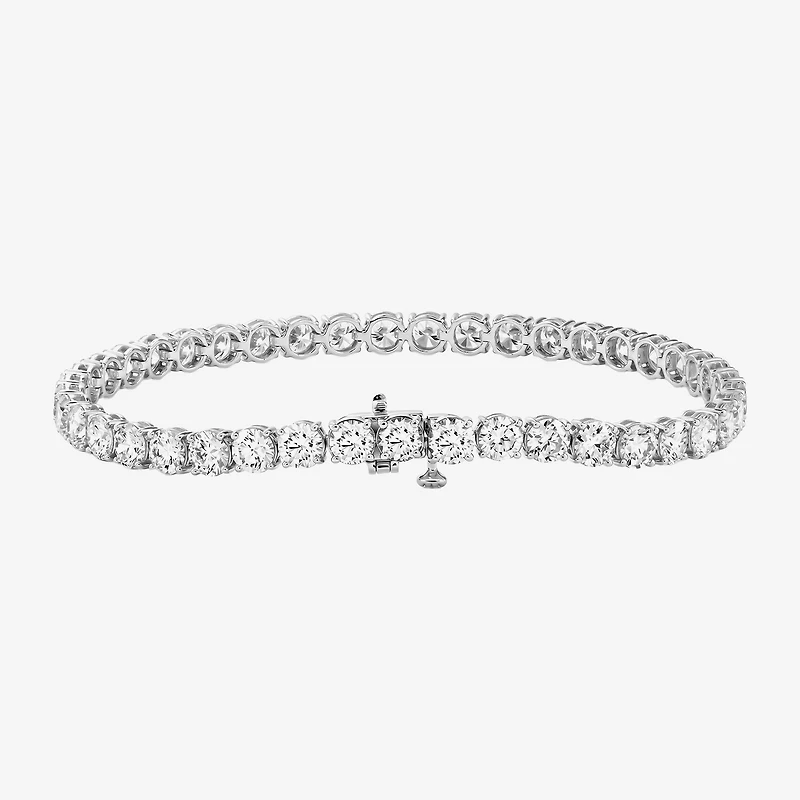 F / Si2) Womens 10 Ct.T.W. Lab Grown White Diamond 10K Gold Round / Inch Tennis Bracelet