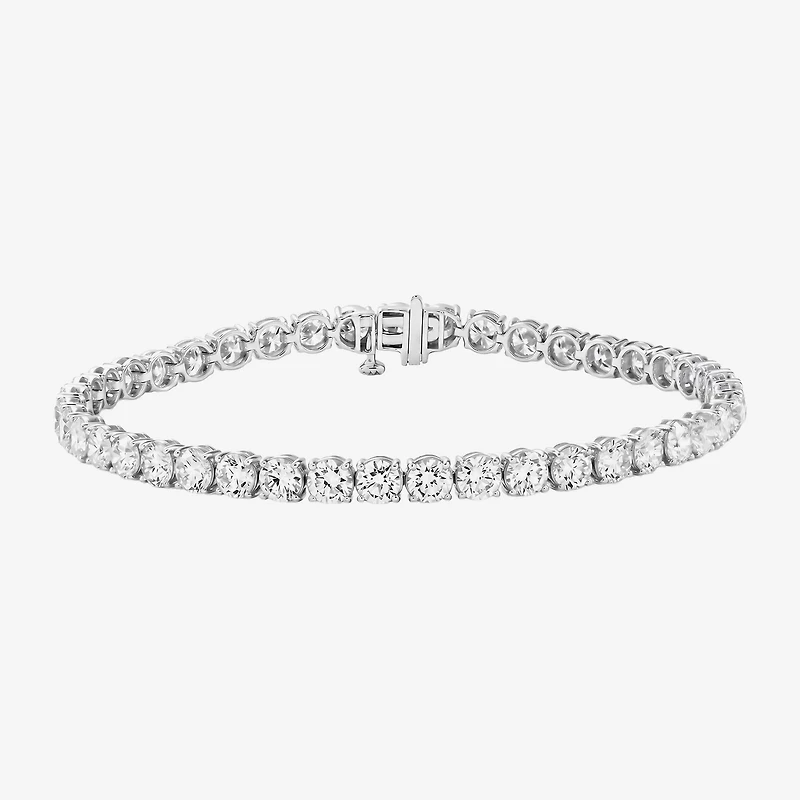 F / Si2) Womens 10 Ct.T.W. Lab Grown White Diamond 10K Gold Round / Inch Tennis Bracelet