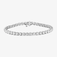 (F / Si2) Womens 10 Ct.T.W. Lab Grown White Diamond 10K Gold Round 6 1/2 Inch Tennis Bracelet