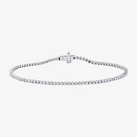 (F / Si2) Womens 1 CT. T.W. Lab Grown White Diamond 10K Gold Round 7.25 Inch Tennis Bracelet