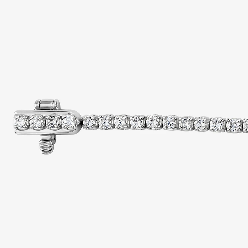 (F / Si2) Womens 1 CT. T.W. Lab Grown White Diamond 10K Gold Round 7.25 Inch Tennis Bracelet