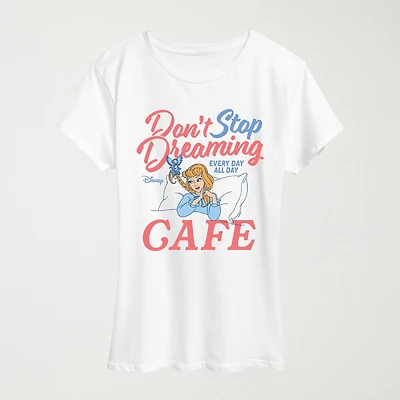 Womens Crew Neck Short Sleeve Regular Fit Cinderella Graphic T-Shirt