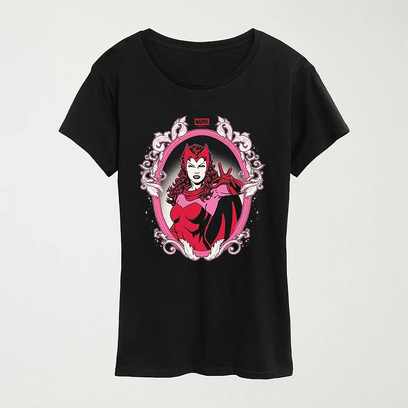 Womens Crew Neck Short Sleeve Regular Fit Marvel Graphic T-Shirt